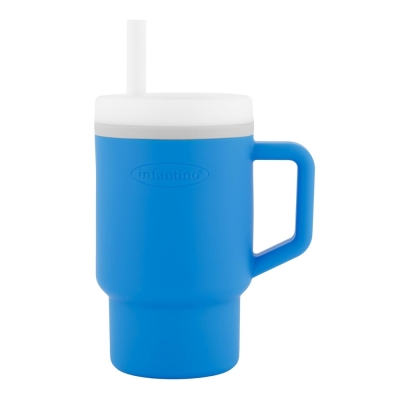 Силиконова чаша със сламка Infantino, 270 ml, Синя