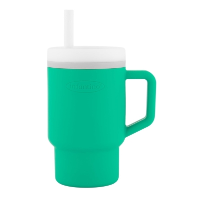 Силиконова чаша със сламка Infantino, 270 ml, Зелена