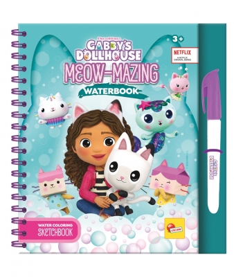 Книжка за оцветяване с вода Lisciani - Gabby′s Dollhouse, Meow-Mazing