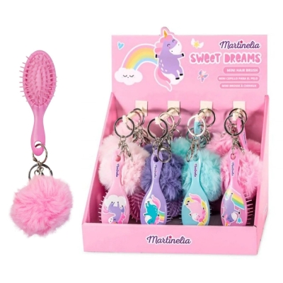 Mини четка за коса с помпон Martinelia - Малък еднорог, асортимент