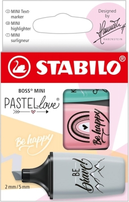 Текст маркери Stabilo - Boss Mini, Pastel Love, 3 цвята