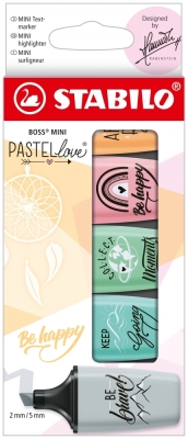 Комплект мини текст маркери Stabilo - Boss Mini, Pastel Love, 5 цвята