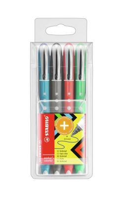 Комплект химикалки Stabilo - Worker+, 4 цвята