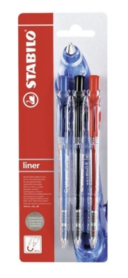 Комплект химикалки Stabilo - Liner F, 3 броя
