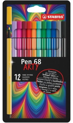 Комплект флумастери Stabilo - Pen 68, Arty, 12 цвята