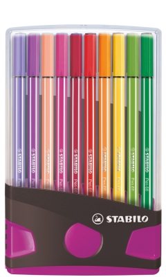 Флумастери Stabilo - Pen 68, Color Parade, 20 цвята, В лилава кутия