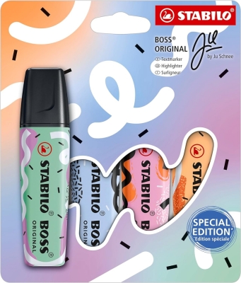 Комплект текст маркери Stabilo - Boss Original, Pastel by Ju Schnee, 4 цвята
