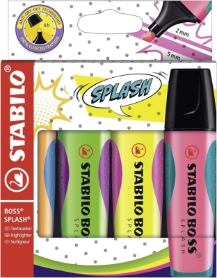 Комплект текст маркери Stabilo - Boss Splash, 4 цвята