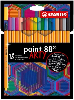 Комплект тънкописци Stabilo - Point 88, Arty, 18 цвята