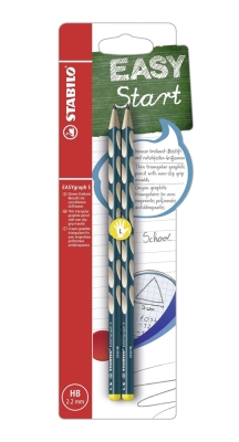 Комплект ергономични моливи Stabilo - Eаsy, HB, За лява ръка, 2 броя