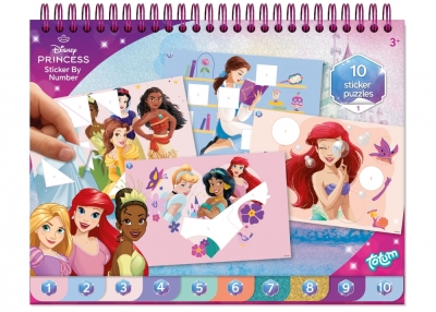 Творчески комплект 2 в 1 Totum - Disney Princess, Книжка за оцветяване и стикери 