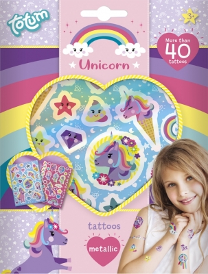 Комплект временни татуировки Totum - Еднорог, 40 броя