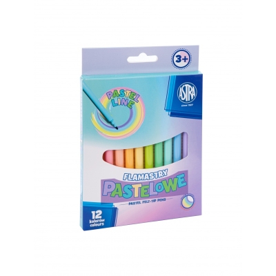 Комплект флумастери Astra - 12 пастелни цвята