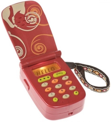 Детска играчка Battat - Телефон със звук и светлина, Червен