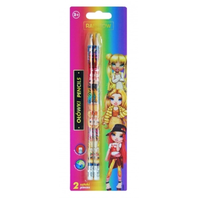 Комплект графитни моливи Astra - Rainbow High, HB, С гума, 2 броя