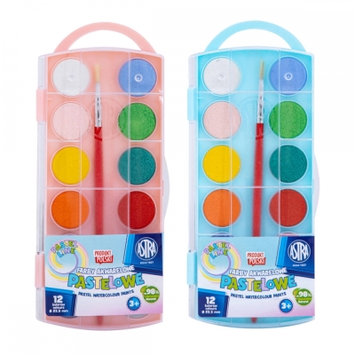 Комплект пастелни акварелни бои Astra - 12 цвята, Асортимент