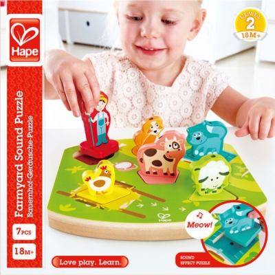 Дървен пъзел Hape - Музикална ферма