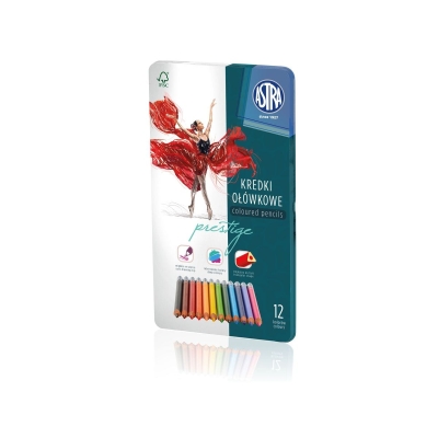 Цветни моливи Astra - В метална кутия, 12 броя