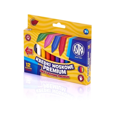 Восъчни пастели Astra - Премиум, 12 цвята