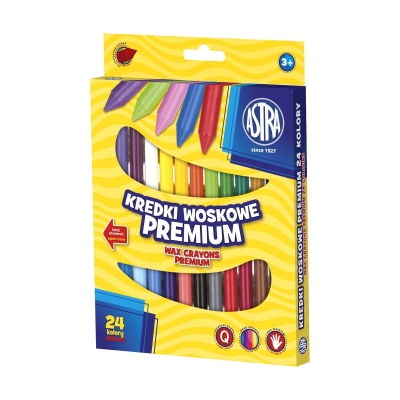 Восъчни пастели Astra - Премиум, 24 цвята
