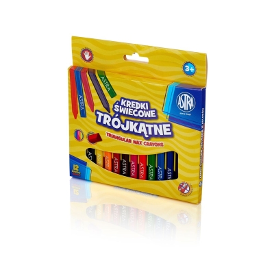 Триъгълни восъчни пастели Astra - 12 цвята