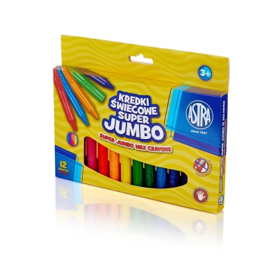Восъчни пастели Astra - Super Jumbo, 12 цвята