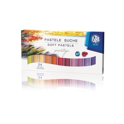 Сухи пастели Astra - Престиж, С кръгла форма, 24 цвята