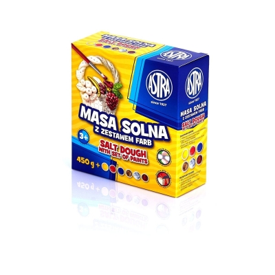 Солено тесто Astra - 450 g, С 6 цвята темперни бои
