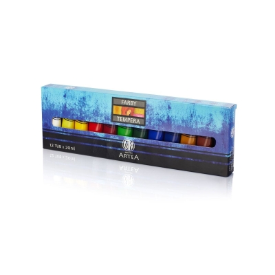 Комплект темперни бои Astra - 12 цвята, 20 ml