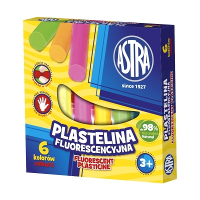Флуоресцентен пластилин Astra - 6 цвята
