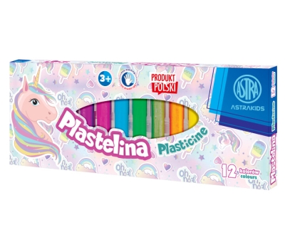 Пластилин Astra - Еднорог, 12 цвята