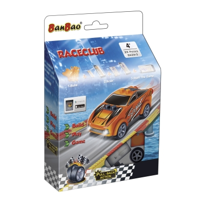 Конструктор BanBao - Пулбек количка, Оранжева, 23 части