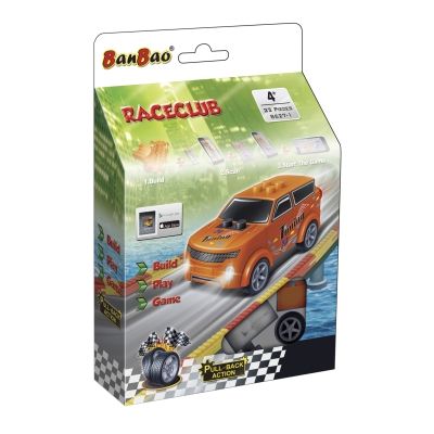 Конструктор BanBao - Мини пулбек количка, Оранжева, 23 части