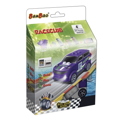 Конструктор BanBao - Мини пулбек количка, Лилава, 23 части