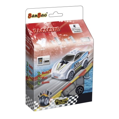 Конструктор BanBao - Пулбек количка, Бяла, 22 части