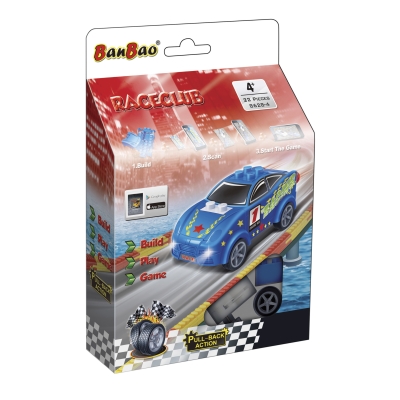 Конструктор BanBao - Пулбек количка, Синя, 22 части