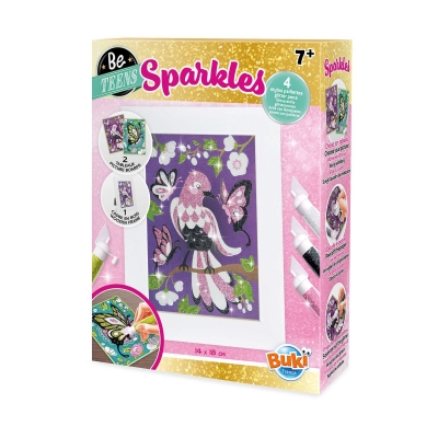 Творчески комплект Buki France - Блестящи картини, Птица и пеперуда