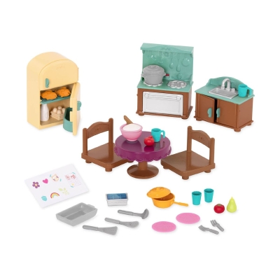 Комплект за игра Battat - Li′l Woodzeez, Кухня с аксесоари