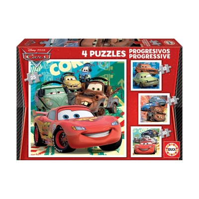Детски пъзел 4 в 1 Educa - Колите