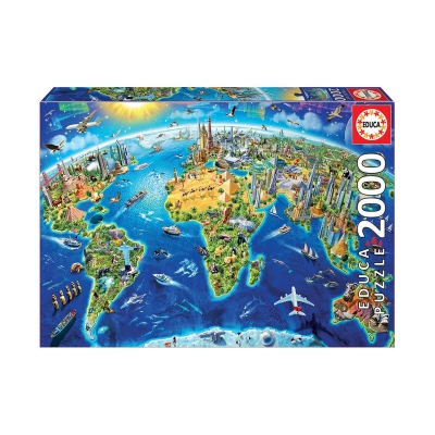 Пъзел Educa - Световните забележителности, 2000 части
