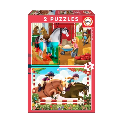 Детски пъзел Educa - Конна езда, 2 х 48 части