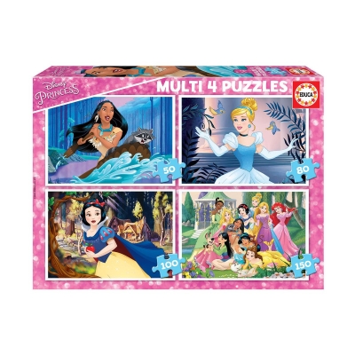 Пъзел 4 в 1 Educa - Дисни принцеси