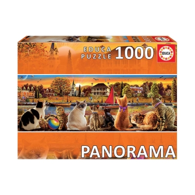 Панорамен пъзел - Котки на кея, 1000 части