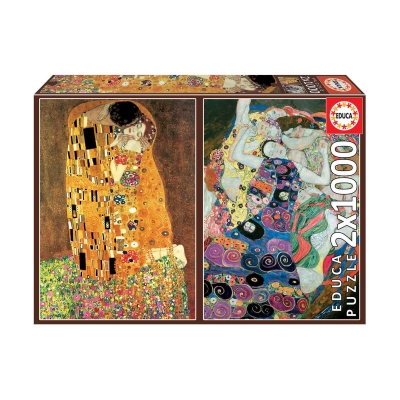 Пъзел Educa - Целувката & Девицата на Густав Климт, 2 х 1000 части