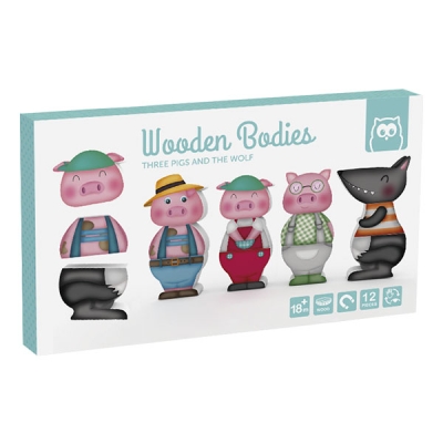 Образователен пъзел Eurekakids - Трите прасенца, Магнитни фигури