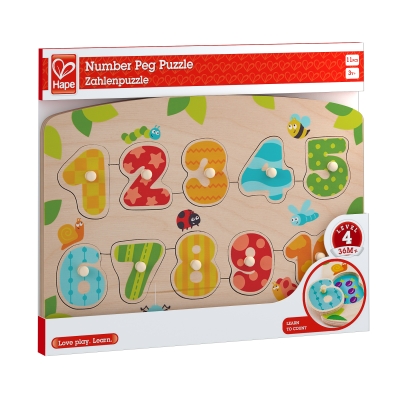 Дървен пъзел Hape - Цифри, 11 части