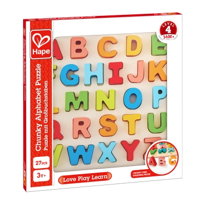 Дървен пъзел Hape - Азбука, Главни букви, 27 части