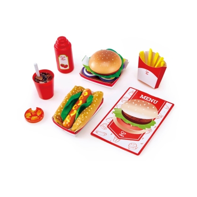 Дървен комплект продукти Hape - Бързо хранене