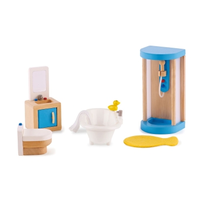 Комплект дървени мини мебели Hape - Баня