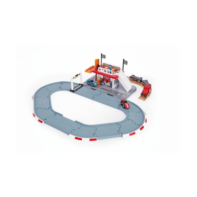 Детска играчка Hape - Състезателна писта с колички и аксесоари